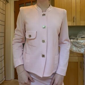 Elegant Pink Sonia Rykiel Wool Blazer & Skirt Set
